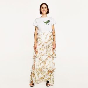 NWT Zara floral tiered skirt with frills